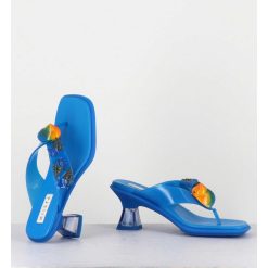 Best Garrice Tong Cuir Bleu & Plexi Ornees De Coquillages - Oceane Blue Sandals