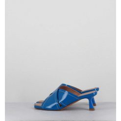 Best Garrice Mules Bout Carre Petit Talon Vernis Bleu - Cenza Vernice Blu