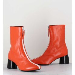 Online Garrice Boots 60S En Cuir Orange & Talon Noir - Caren07 Glaze Nespola