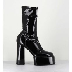 Wholesale Garrice Boots Noires Vernis Stretch - Victoria Mok Patent