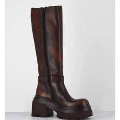 Clearance Garrice Bottes En Cuir Vieilli Marron Semelle Legere - E3772 Beta Cuoio