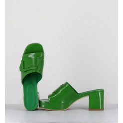 Wholesale Garrice Mules A Plateforme Petit Talon Vernis Vert - 11532 Vetro Mela