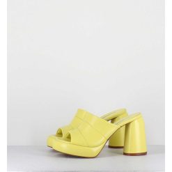 Clearance Garrice Mules A Plateforme En Cuir Jaune - Erika02 Glaze Limone