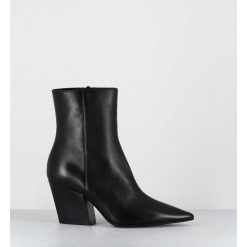 Online Garrice Boots Bout Pointu En Cuir Noir Talon Biseaute - Swan Nappa Nero