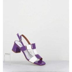 Best Garrice Sandales 60S Bout Carre En Cuir Vernis Violet & Blanc - Lefai Violet White