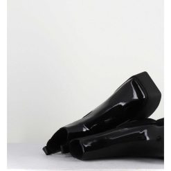 Online Garrice Boots A Plateforme Bout Carre En Cuir Vernis Noir - Lea Nero