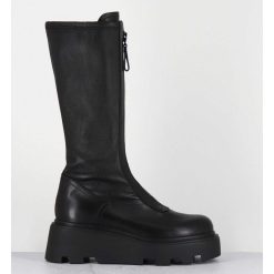 New Garrice Bottes En Cuir Stretch Noir & Zip Central - M6622 Ranch Nero