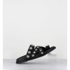 Clearance Garrice Mules Plates Entre-Doigts En Cuir Noir & Rivets Argent - Kero Tuffato Nero