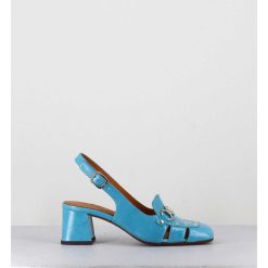 Online Garrice Mocassins Slingback En Cuir Bleu Petit Talon - Vururu Saab Blue