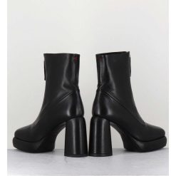 Wholesale Garrice Bottines Plateforme En Cuir Noir Retro A Zip Central - Elsa07 Nero