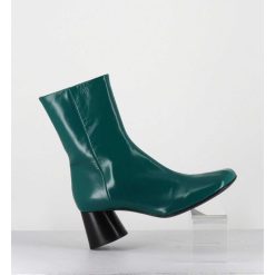 Hot Garrice Boots En Cuir Brillant Vert Talon Geometrique - Dani04 Glaze Selva