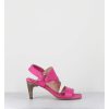 New Garrice Sandales Asymetriques A Talon En Cuir Rose Fuchsia - Cati Shady Glamour