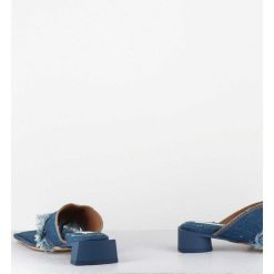 Best Garrice Mules Tong En Jean Petit Talon - Pythia Denim Sandals