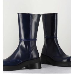 Online Garrice Boots 90S Tige Haute En Cuir Lisse Bleu - Inne Blu Boots