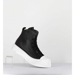 New Garrice Sneakers En Cuir Huile Noir & Semelle Blanc Destructuree - 3543 Gas Nero