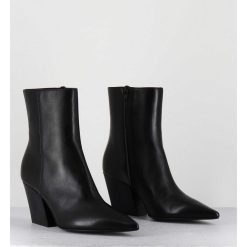 Online Garrice Boots Bout Pointu En Cuir Noir Talon Biseaute - Swan Nappa Nero