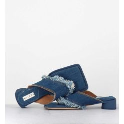 Best Garrice Mules Tong En Jean Petit Talon - Pythia Denim Sandals