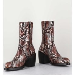 Online Garrice Bottines Esprit Santiags En Cuir Impression Python Brun Metallise - 15616 Luxury