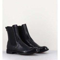 New Garrice Boots Plates En Cuir Bleu Marine, Elastique & Bout Fleuri - Lexikon099 Navy