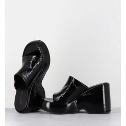 Best Garrice Mules Compensees 90S En Cuir Vernis Noir - Masa2 Cindy Nero