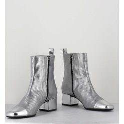 Online Garrice Boots En Cuir Gaufre Argent Details Miroir - Estime Bis Argent