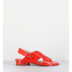 Hot Garrice Sandales Plates En Cuir Rouge - Alison Criss Tangerine