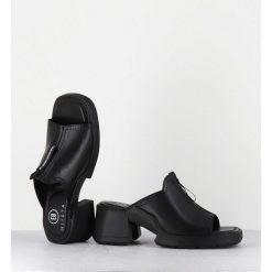 Online Garrice Mules En Cuir Noir & Zip - Bertie Black Sandals