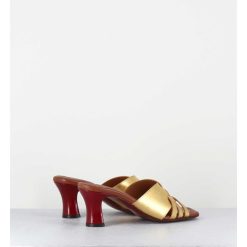 Online Garrice Mules Petit Talon Metallise Bronze & Rouge - Nalma44 Dali Oro