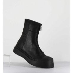 Hot Garrice Boots Semelle Exageree En Cuir Noir A Zip - 4163 Gas Nero