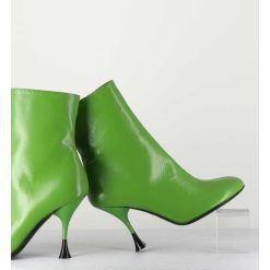 New Garrice Boots En Cuir Vert A Talon Fin - Lidia 095 Green