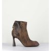 Wholesale Garrice Boots En Cuir Vieilli Marron Talon Haut - M6390 Moro