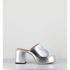 Online Garrice Mules A Plateforme En Cuir Metallise Argent - 1Gs444 Rabat Argento