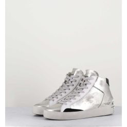 Best Garrice Sneakers Haute Metallise Argent - Distressed High Platinum