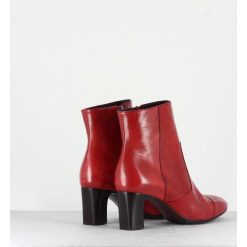 New Garrice Bottines Petit Talons En Cuir Rouge F568 - Garrice Lab