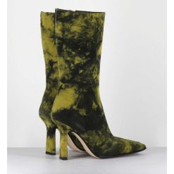 New Garrice Boots Talon Haut & Bout Carre En Cuir Jaune & Noir Acide - Noor Yellow Boots