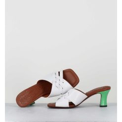 Hot Garrice Mules Petit Talon Naplak Blanc & Vert - Nalma44 Ferrari Blanco