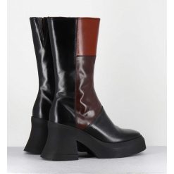 New Garrice Boots A Plateforme 70S En Cuir Patchwork Noir & Marron - Belinda Brown Boots