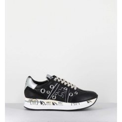 Online Garrice Sneakers Double Semelle Cuir Noir & Rivets - Conny 6553