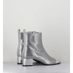 Online Garrice Boots En Cuir Gaufre Argent Details Miroir - Estime Bis Argent