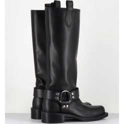 New Garrice Bottes Bikers Bout Carre En Cuir Noir - 1613 York Nero