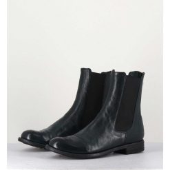 New Garrice Boots Plates En Cuir Vert Sombre, Elastique & Bout Fleuri - Lexikon099 Frenchlover