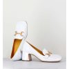 Wholesale Garrice Mocassins Petit Talon Naplak Blanc & Mors Dore - Q167 Naplak White