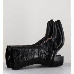 Hot Garrice Bottines Esprit Santiags En Cuir Naplak Noir Impression Croco - 15617 Birmania Nero