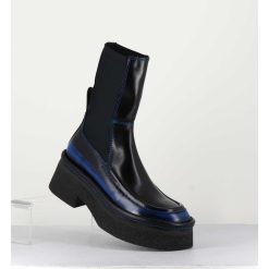 Best Garrice Boots Textile Stretch&Cuir Noir Brosse Bleu - Amarah Blue Boots