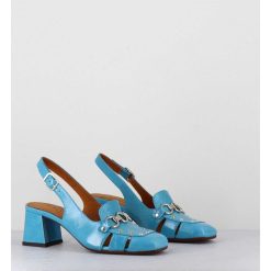 Online Garrice Mocassins Slingback En Cuir Bleu Petit Talon - Vururu Saab Blue