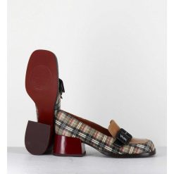 New Garrice Mocassins A Petit Talon Cuir Imprime Tartan & Boucle - Bucle Scotch Classic