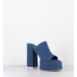 Best Garrice Mules A Plateforme Talon Haut En Jean Bleu - Sue Jeans Blue