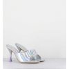 New Garrice Mules Talon Haut Cuir Iridescent Argent - Asia Cosmo Silver