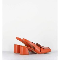 New Garrice Mocassins Slingback A Talon En Cuir Orange 70S - S242234 Remuve Orange