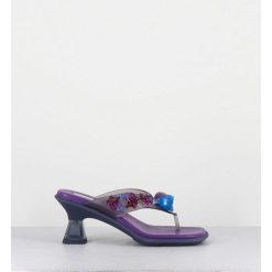 Clearance Garrice Tong Cuir Violet & Plexi Ornees De Coquillages - Oceane Purple Sandals